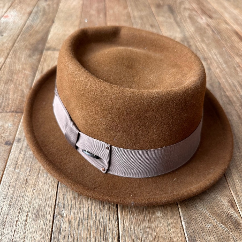 Bailey of Hollywood Darron Pork Pie Hat Mens Small Lite‎ Felt Wool Brown Retro